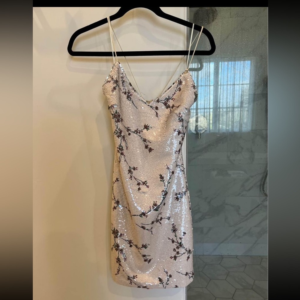Floral sequin halter mini dress brand new, never worn with tags!